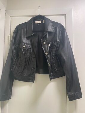 Universal Thread Black Faux Leather Trucker Jacket